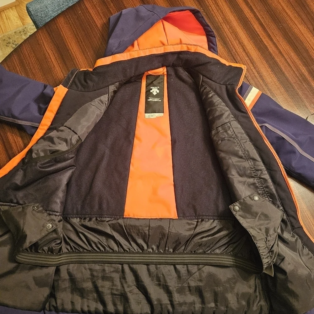 Descente Navy Detachable Hood Softshell Zip Jacket Junior 14 Ski Hike EUC